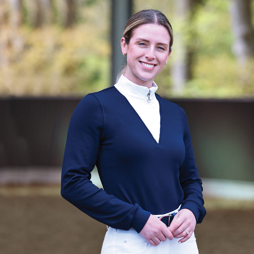ladies thermal sweater stock shirt - navy