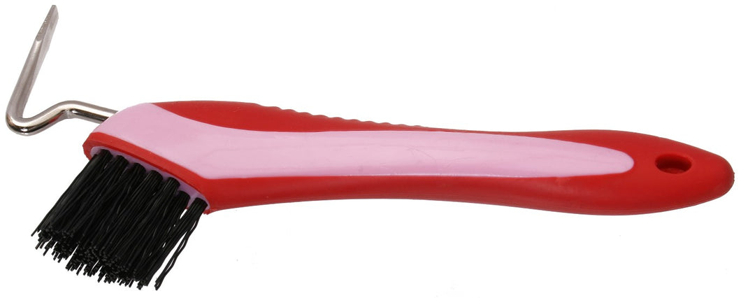 Soft grip rubber hoof pick and brush