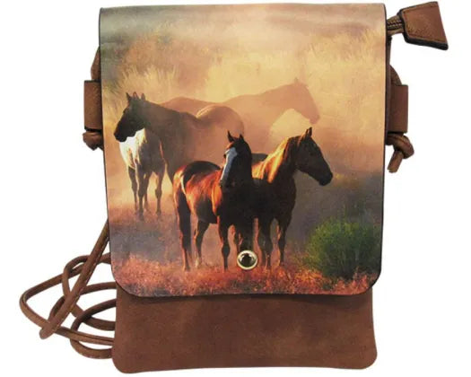 Shoulder Bag with Horse Print