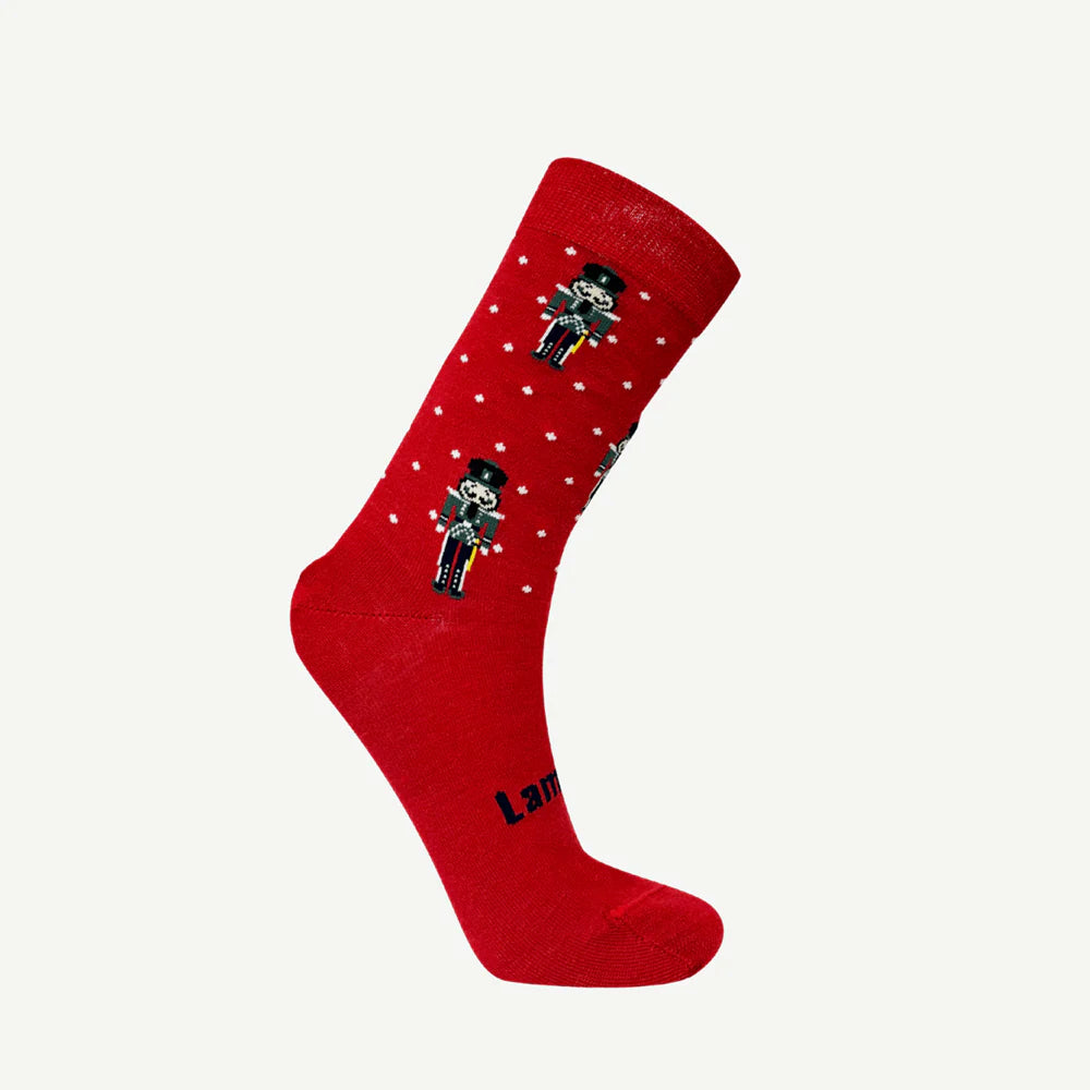 Lamington Socks - Merino Wool Crew Socks | WOMAN | Red Nutcracker