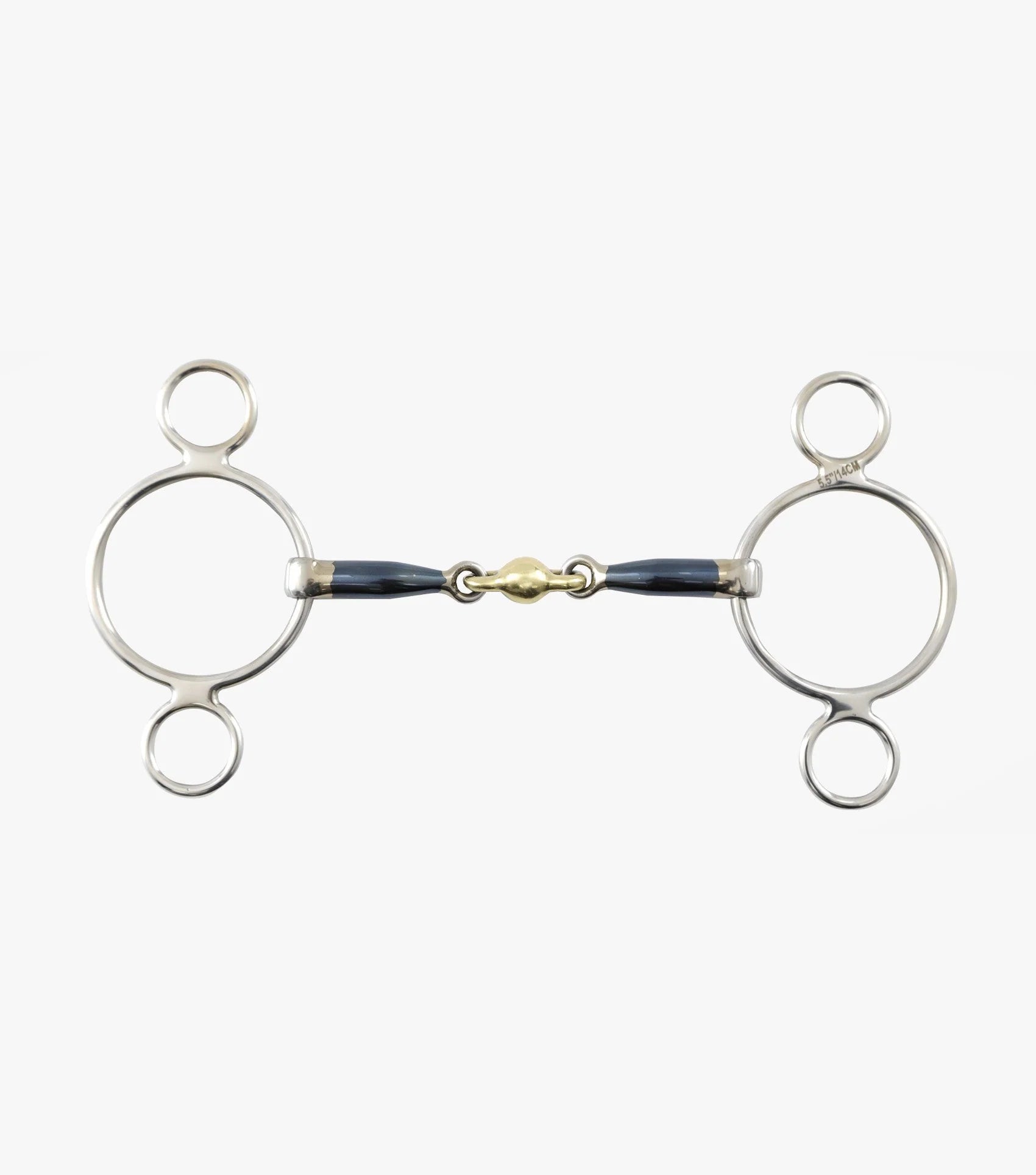 PEI Blue Sweet Iron Two Ring Gag with Brass Alloy Lozenge