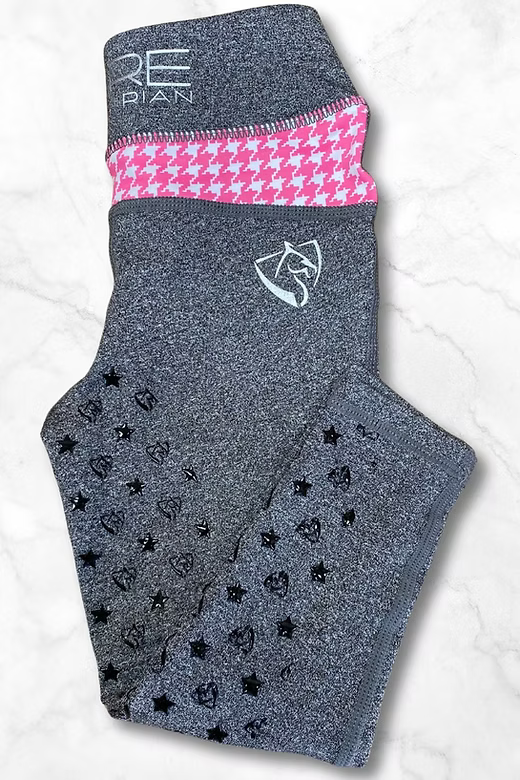 Bare Babes Performance Tights - Grey with Pink Houndstooth