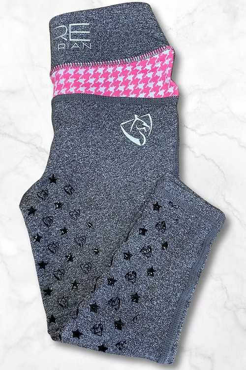 Bare Babes Performance Tights - Grey with Pink Houndstooth