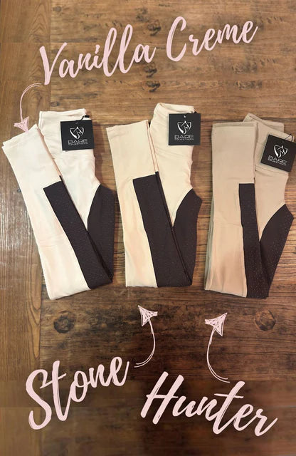 BARE UltraSlim 2-Tone Competition Tights - Stone & Havana Brown