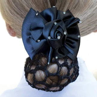 Hair rosette ribbon bow & net clips