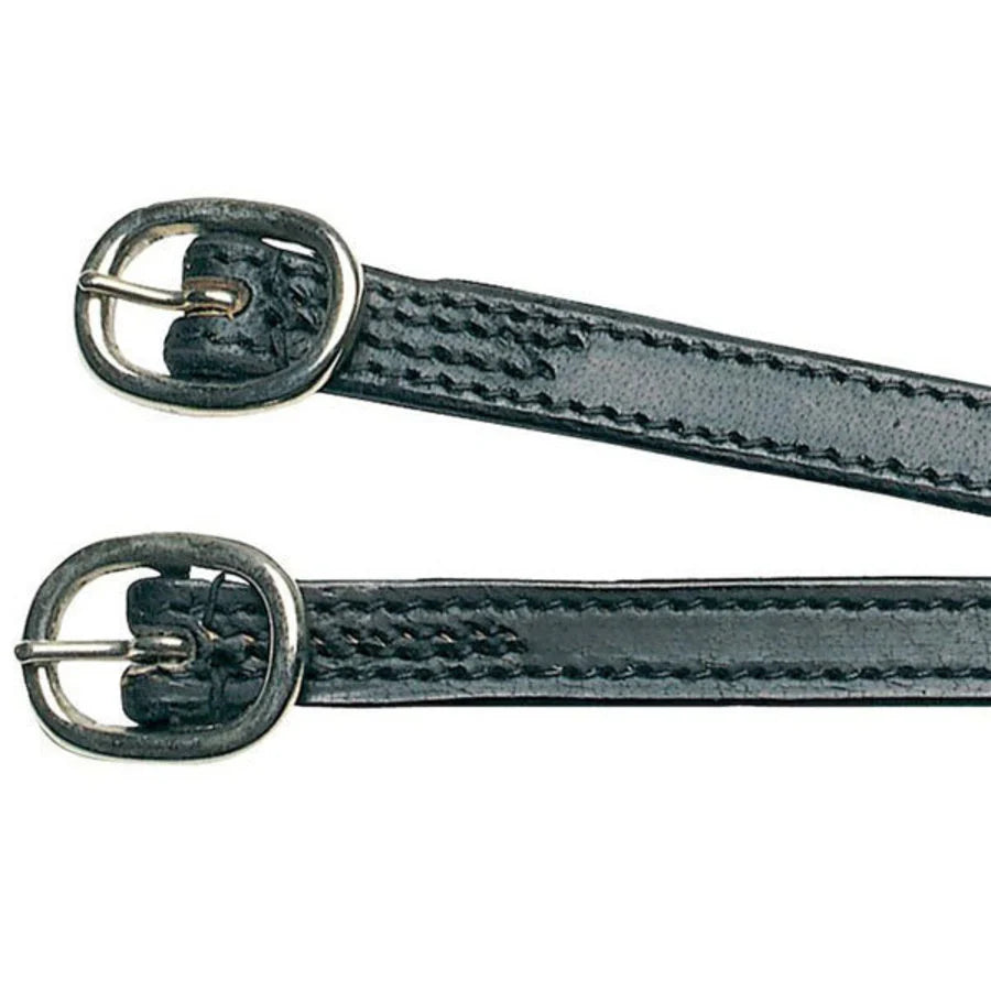 Kincade Stitched Leather Spur Straps - Silver Buckle