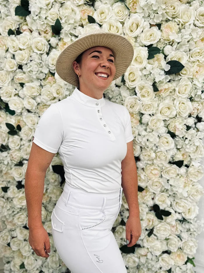 White Diamanté Classic Zipper Breeches
